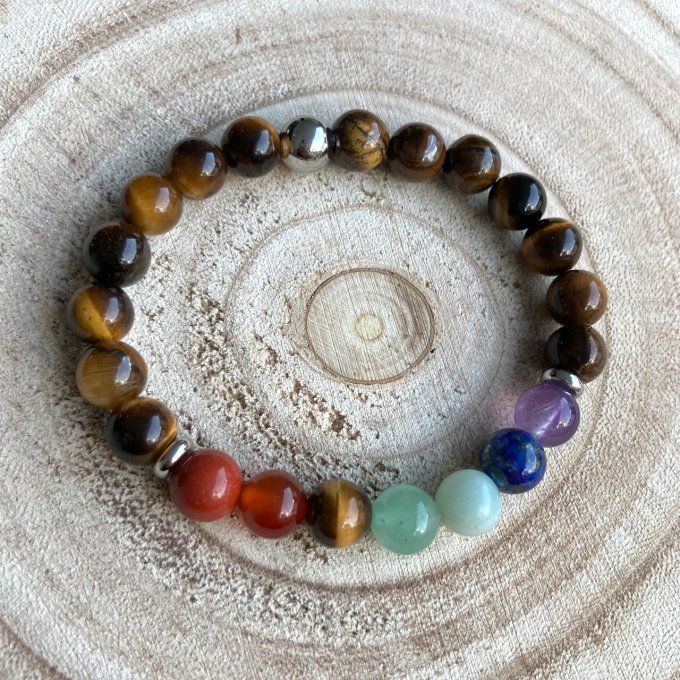 Bracelet des 7 chakras - Oeil de tigre 